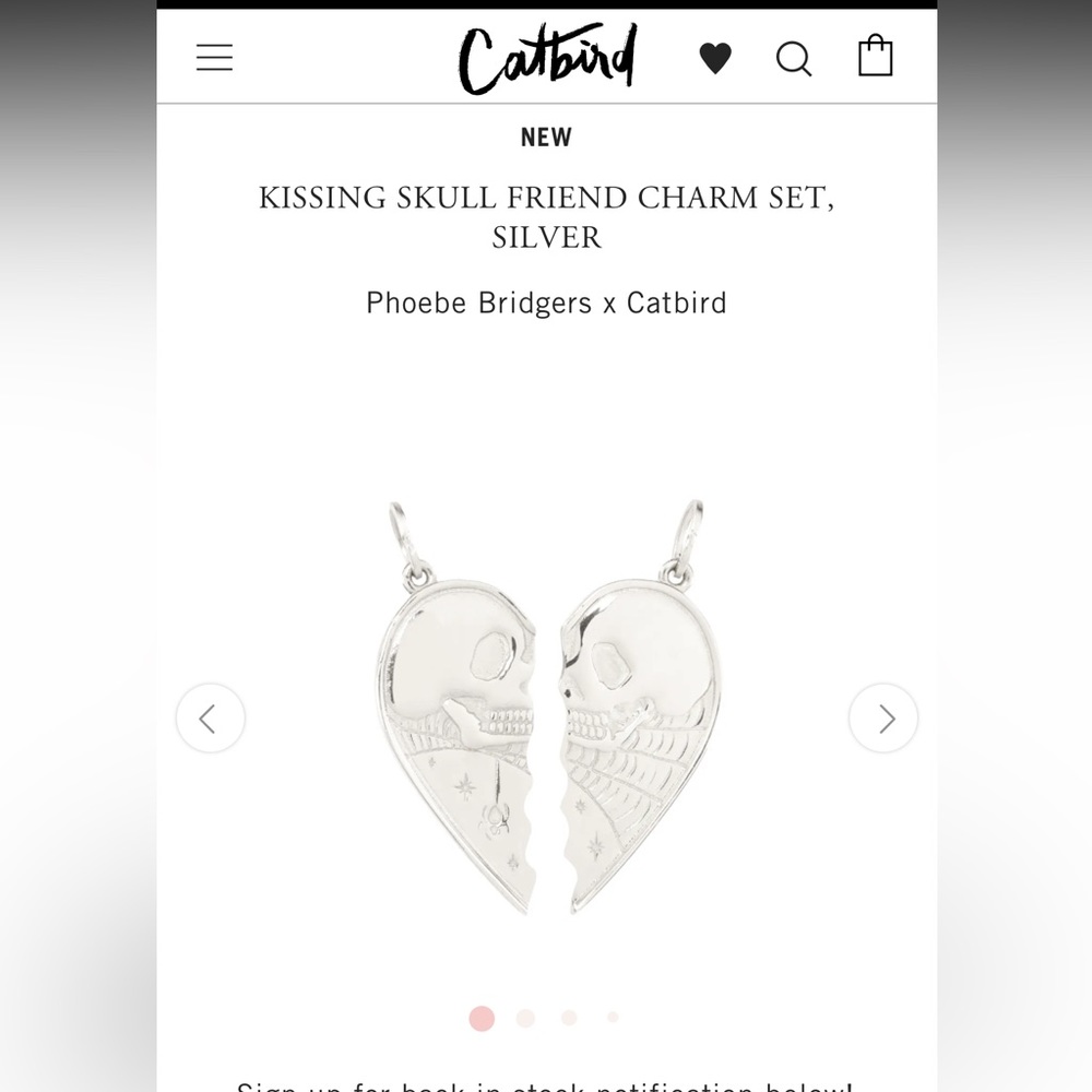 ISO Catbird x Phoebe Bridges silver kissing skull friend charm set
